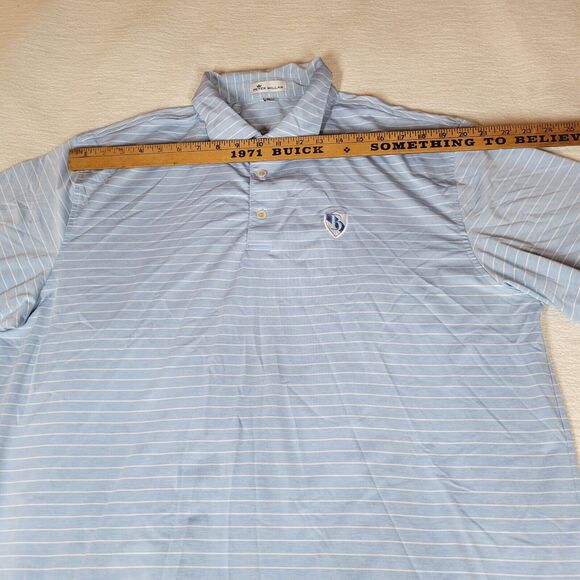 Peter Millar Polo Shirt Mens Blue Size XL Preppy Button Down Golf Striped Sports - Picture 12 of 15